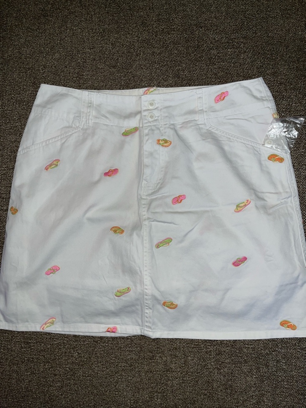 White Chadwick’s Skort flip flop pattern New with extra button women’s size 14